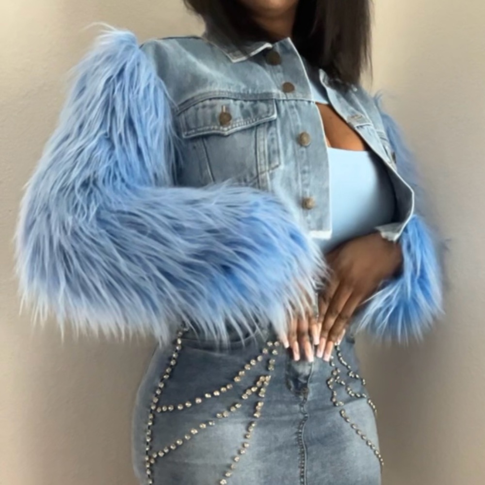 Fur denim jacket